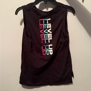 Youth Black Tank Top with Vibrant 'Level Up' Graphic